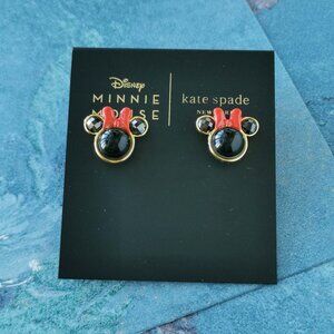 Kate Spade Minnie Gold Stud Earrings Red Black Enamel